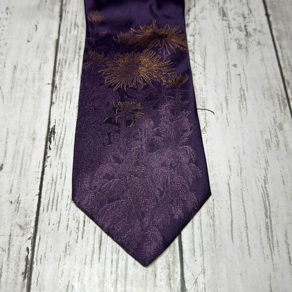 VALENTINO Floral Motif Silk Tie Purple NeckTie Made in Italy Unique - Picture 1 of 7